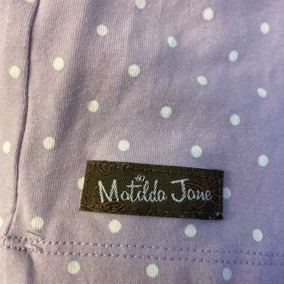 EUC Matilda Jane Purple and White Polka Dot Top - Picture 9 of 11